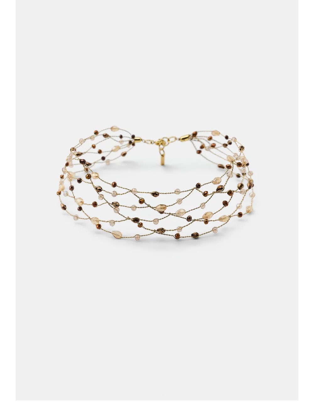 METALLIC THREAD STONE CHOKER NECKLACE